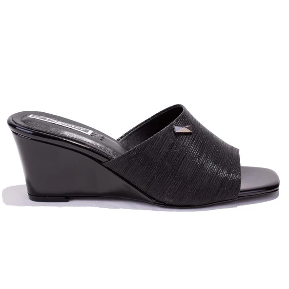 Dagoster DZA07-108524344CN Siyah Dolgu Taban Topuklu Kadın Terlik - 2