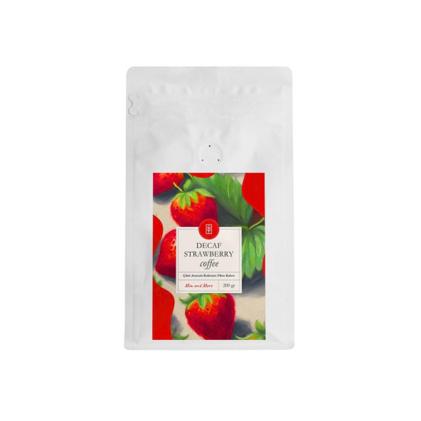 Decaf Strawberry Coffee Kafeinsiz Çilek Aromalı Çekirdek Kahve 200 Gr