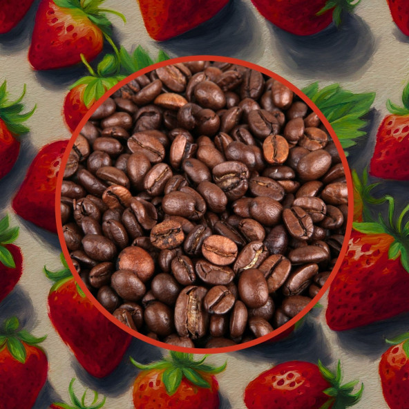 Decaf Strawberry Coffee Kafeinsiz Çilek Aromalı Çekirdek Kahve 200 Gr - 2