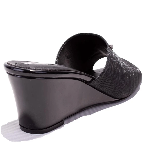 Dagoster DZA07-108524344CN Siyah Dolgu Taban Topuklu Kadın Terlik - 4