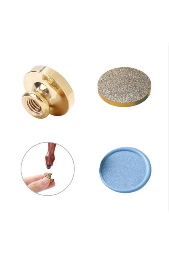 Mühürcüm Mühür Mumu Damga 25 mm Yuvarlak Kumlu Boş Pirinç Kafa + Ahşap Sap R5799KU25 - Resim 5