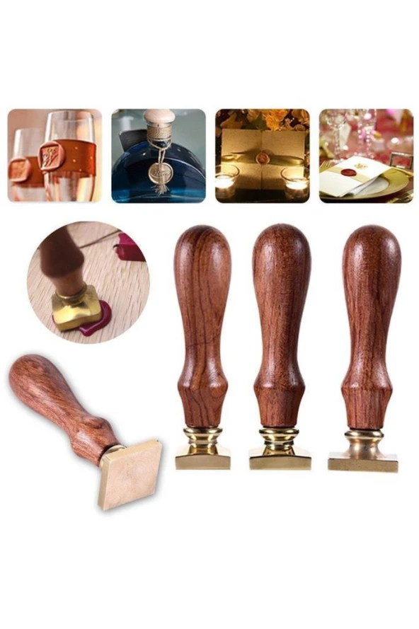 Mühürcüm Mühür Mumu Damga 20 mm Kare Boş Pirinç Kafa + Ahşap Sap R5799S20 - 4