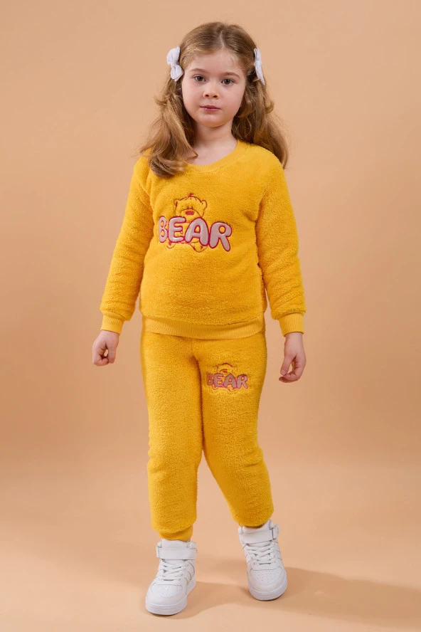 Kız Çocuk Sarı Peluş Takım - 23799