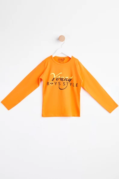 Kız Çocuk Turuncu Uzun Kol Baskılı sweatshirt - 24267