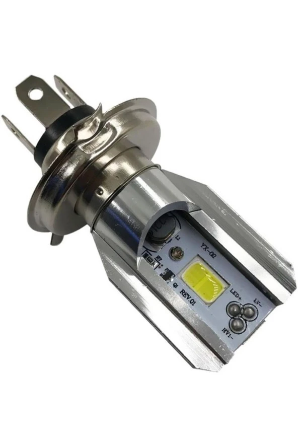 H4 Ba20d Dc 12v 6500k Cob Led Motosiklet Beyaz Işın Far Ampul - Resim 4