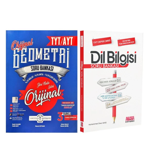 Orijinal Yayınları TYT AYT Orijinal Geometri ve AKM Dil Bilgisi Soru Bankası Seti 2 Kitap
