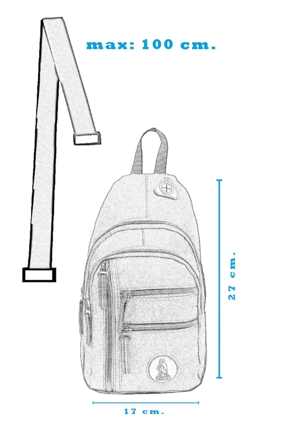 Keten Gri Kulaklık Çıkışlı Erkek Çapraz Çanta  Suya Dayanıklı Göğüs Bodybag Sırt Çantası - 3