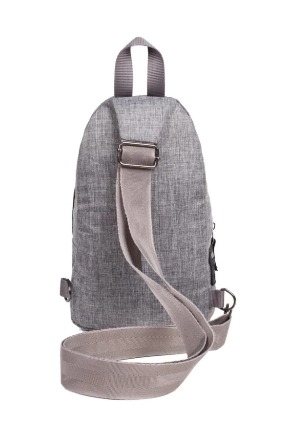 Keten Gri Kulaklık Çıkışlı Erkek Çapraz Çanta  Suya Dayanıklı Göğüs Bodybag Sırt Çantası - 5