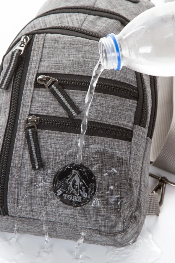 Keten Gri Kulaklık Çıkışlı Erkek Çapraz Çanta  Suya Dayanıklı Göğüs Bodybag Sırt Çantası - 7