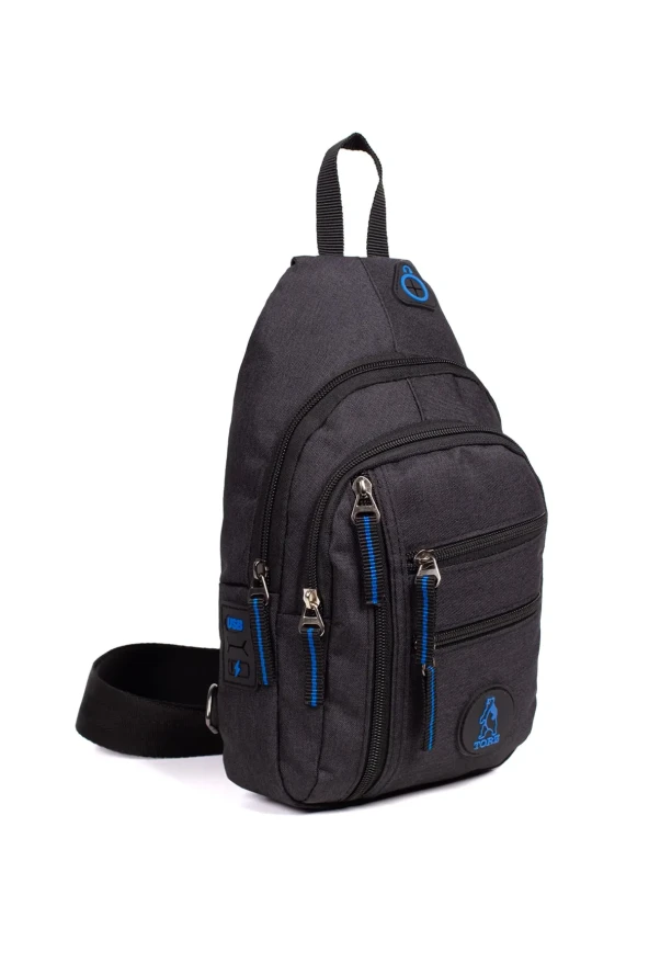 Keten Kulaklık Çıkışlı Erkek Çapraz Çanta Suya Dayanıklı Göğüs Bodybag Sırt Çantası - 4