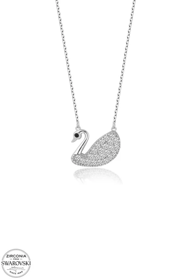 Swarovski Zirconia Kadın Kuğu Gümüş Kolye