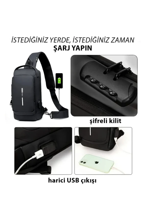 Unisex  Çapraz Askılı Göğüs Omuz ve  Mini Küçük Sırt Çantası Vegan Deri - 2