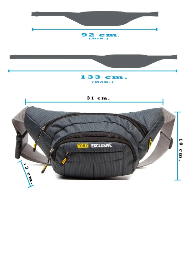 Erkek Bel Çantası Çapraz Su Geçirmez Kumaş Göğüs Çapraz Kulaklık Çıkışlı Çanta - 5