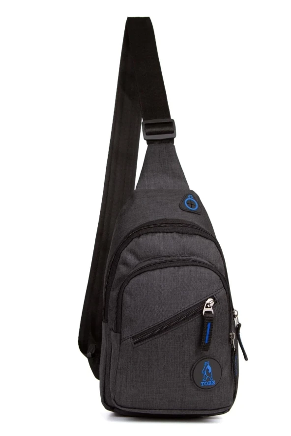 Kulaklık Çıkışlı Tek Kol Göğüs Çantası Günlük Mini Sırt Çanta Siyah - 2