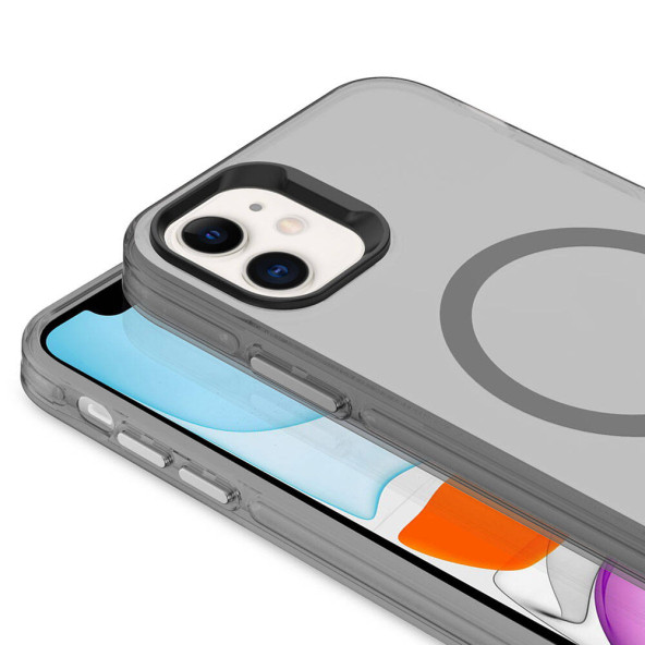 Apple iPhone 11 Kılıf Zore Magsafe Şarj Özellikli Buzlu Transparan C-Pro Sert Kapak - 2