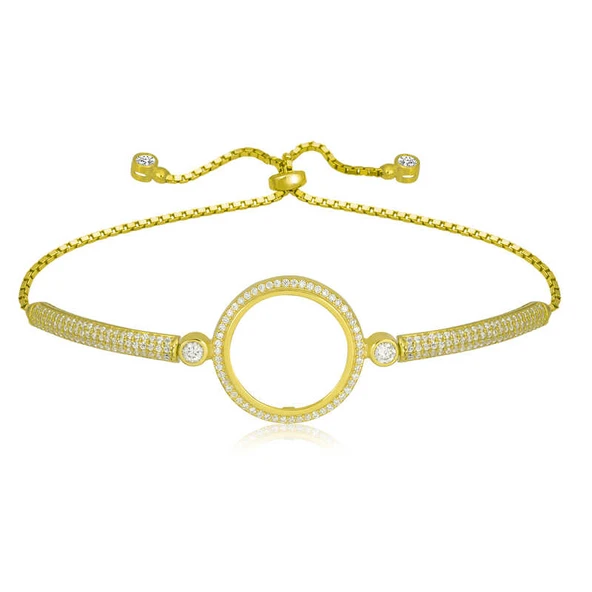 Gümüş Çeyrek Takılabilen Altın Kaplama Kadın Bileklik T6523 - Resim 8