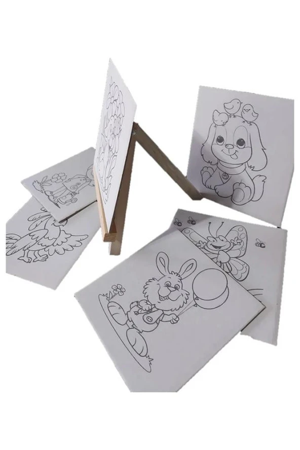 Mini Boyama Seti 6 Farklı Model 15x15cm Kompozit Plaka Mini Şövale Seti - 2