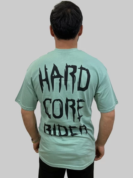 Erkek Hardcore Oversize Bisiklet Yaka Mint Yeşili Tişört - 5