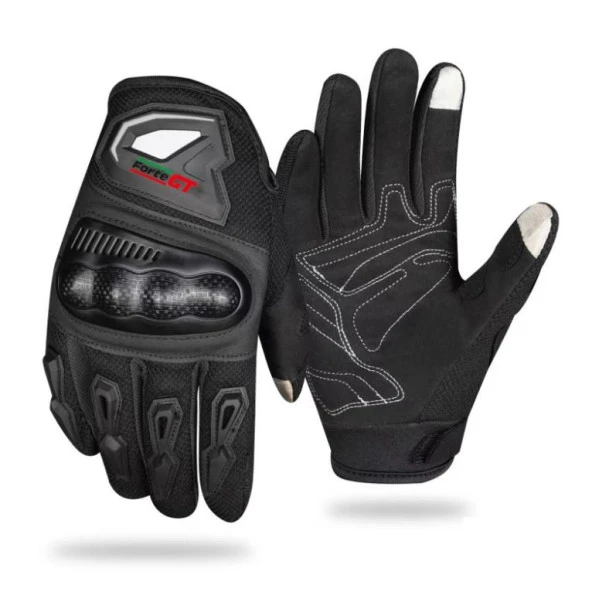 Forte Gt RS02 3D Kabuk Korumalı Dokunmatik Yazlık Motosiklet Eldiveni XL Beden Siyah