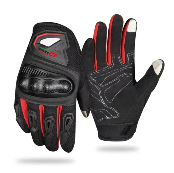 Forte Gt RS02 3D Kabuk Korumalı Dokunmatik Yazlık Motosiklet Eldiveni M Beden Kırmızı