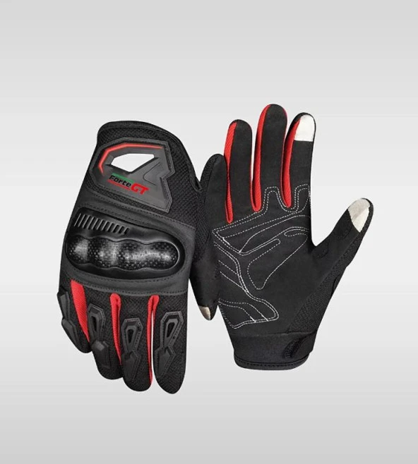 Forte Gt RS02 3D Kabuk Korumalı Dokunmatik Yazlık Motosiklet Eldiveni L Beden Kırmızı - 2