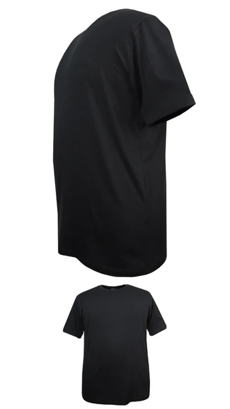 Erkek Büyük Beden 120 Kilo-152 Kilo Arası İçin Uygun Bisiklet Yaka Süprem Düz Tişört Siyah - 2