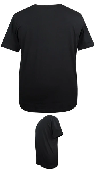 Erkek Büyük Beden 120 Kilo-152 Kilo Arası İçin Uygun Bisiklet Yaka Süprem Düz Tişört Siyah - 3