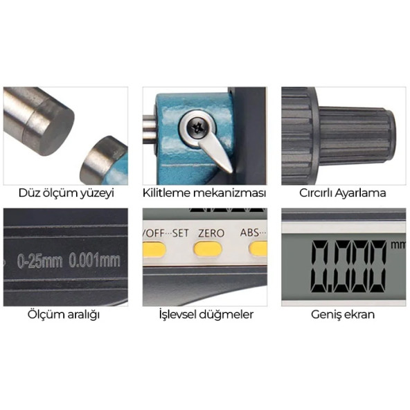 Loyka 5202-25 Dijital Hassas Mikrometre 0-25 mm - Resim 10