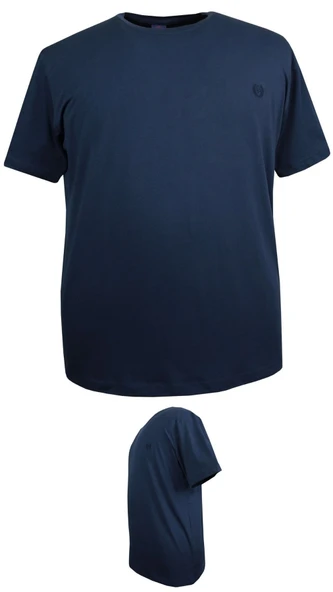 Erkek Büyük Beden 120 Kilo-152 Kilo Arası İçin Uygun Bisiklet Yaka Süprem Düz Tişört Lacivert