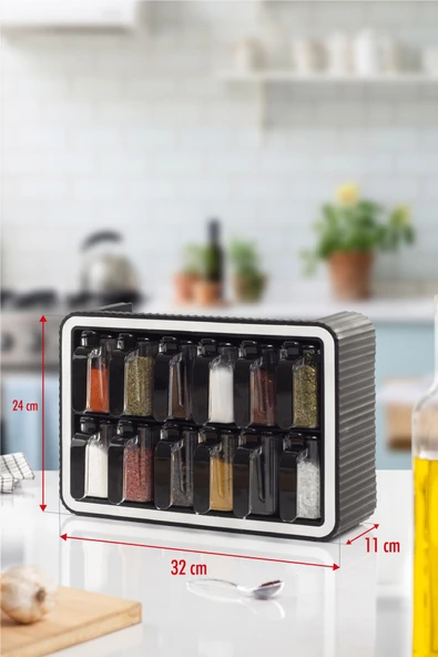 12'li Kaşıklı & Standlı Kapaklı Baharat Seti - 5