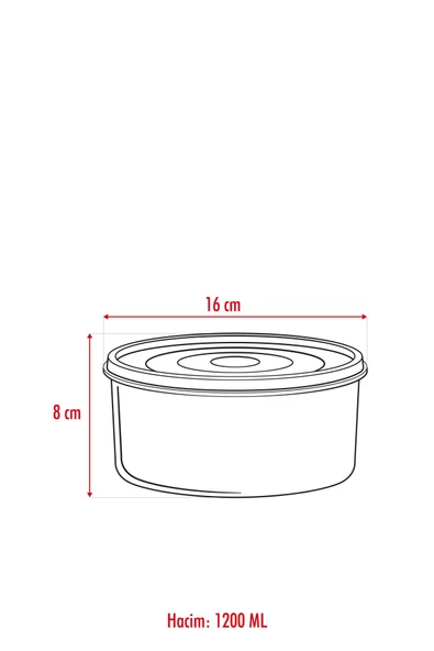 6 Adet Yuvarlak Saklama Kabı & Kahvaltılık (1200 ML) - 3