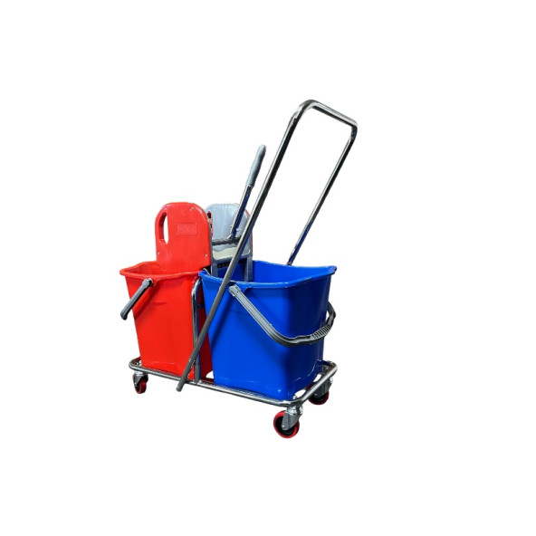 Çift Kovalı Krom Temizlik Arabası Paspas Arabası + Islak Mop Seti - 5