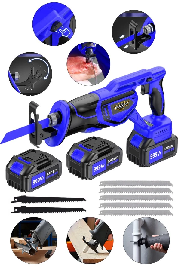 DİAMOND Serii  21Volt  Kömürsüz Motor Kemik Ahşap Demir Kesme Tilki Kuyruğu Akülü Testere Makinesi