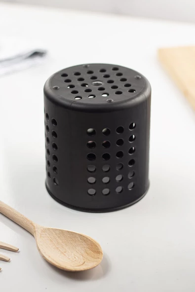 Siyah Silindir Dik Kaşıklık &  Tezgah Üstü Düzenleyici & Servis Standı - 3