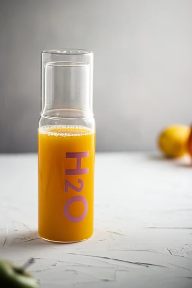 Borosilikat Cam Pembe Başucu Sürahisi & Cam Sürahi * 600 ml - 4