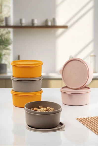 6 Adet Yuvarlak Saklama Kabı & Kahvaltılık (600 ML) - 2