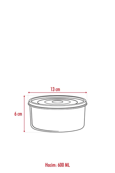 6 Adet Yuvarlak Saklama Kabı & Kahvaltılık (600 ML) - 3