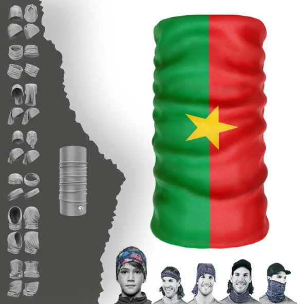 Burkina-Faso Bayrak Boyunluk Bere Bandana Maske Bone Toka Saçbandı