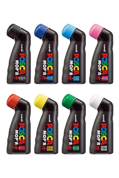 Uni Posca MOP'R Akrilik Markör 3.0-19.0 mm 8 Renk Set