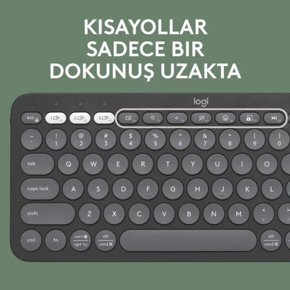 Logitech K380s Pebble Keys 2 Çoklu Cihaz Özellikli Bluetooth Türkçe Q Klavye - Siyah - 2