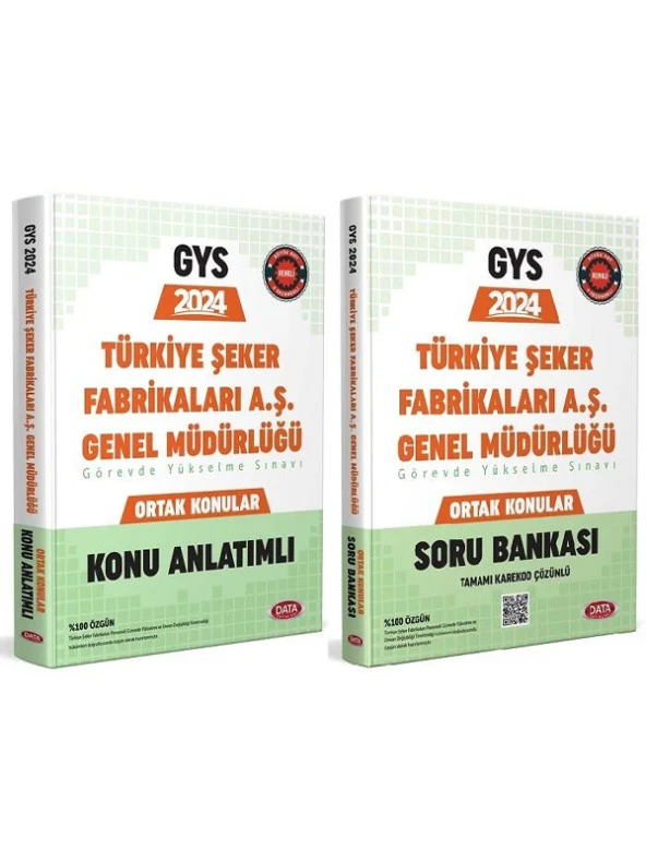 Data 2024 GYS Türkiye Şeker Fabrikaları Ortak Konular Konu + Soru Bankası 2 li Set Data Yayınları - 2