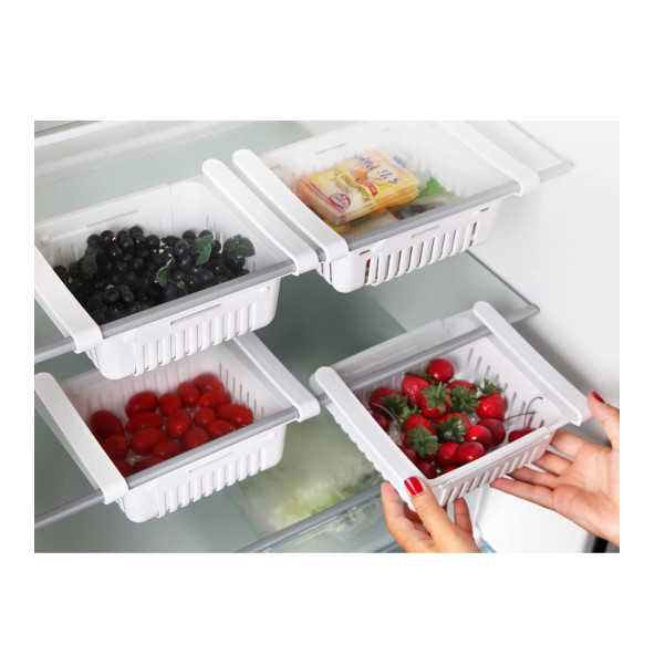 Ayarlanabilir Buzdolabı Dolap Içi Düzenleyici Sepet Çekmece Raf Organizeri - 3