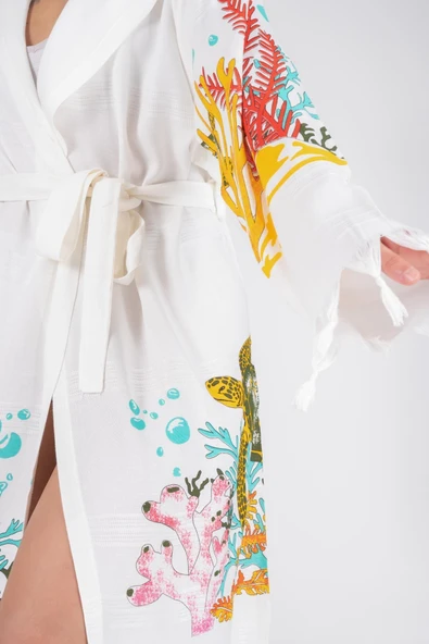 Varol Baskılı Bambu Peştemal Sabahlık Bornoz