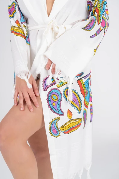 Varol Baskılı Bambu Peştemal Sabahlık Bornoz - 5