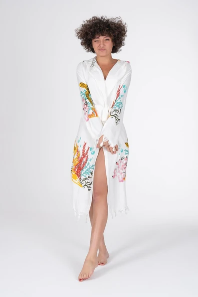 Varol Baskılı Bambu Peştemal Sabahlık Bornoz - 9