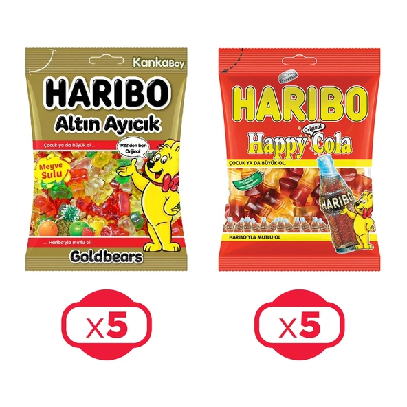 Haribo Altın Ayıcık ve Happy Cola 80 gr Kanka Boy 10 lu Eko Paket - 2