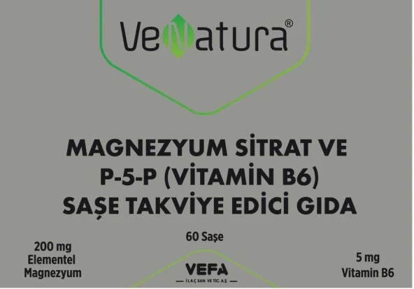 VeNatura Magnezyum Sitrat Ve P-5-p (Vitamin B6) 60 Saşe