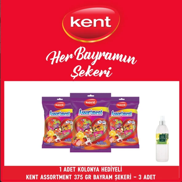 Kolonya Hediyeli Kent Assortment Karışık Bayram Şekeri 375 gr - 3 Adet