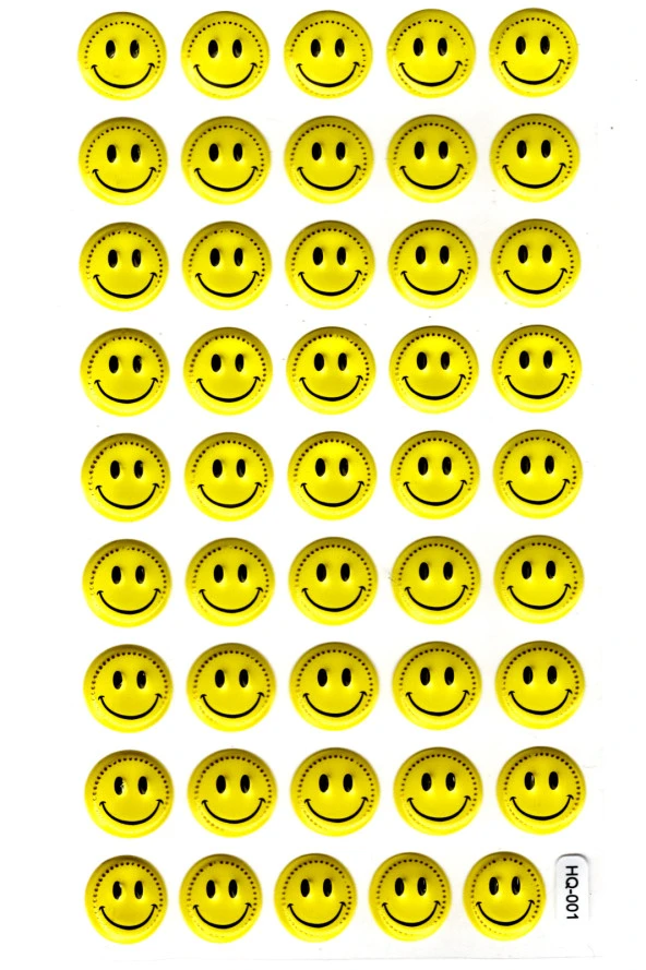 Sticker Kabartmalı Stiker Defter Planlayıcı Etiket (HQ001)-17x9 cm- Gülen Emoji