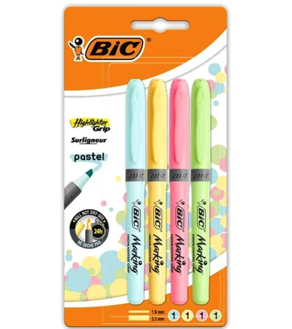 Bic Fosforlu Kalem Seti Pastel 4Lü